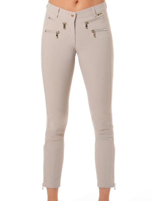 MDC Double Zip Ankle Pants - Light Taupe (gold zip)