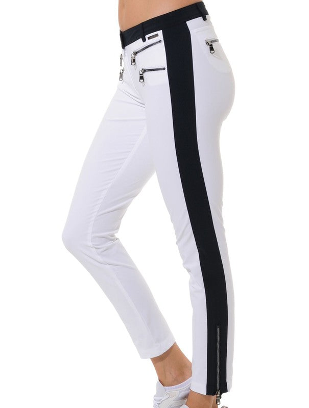 MDC Double Zip Ankle Pants - White/Navy