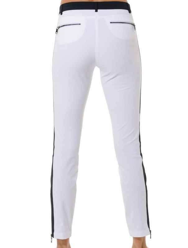 MDC Double Zip Ankle Pants - White/Navy