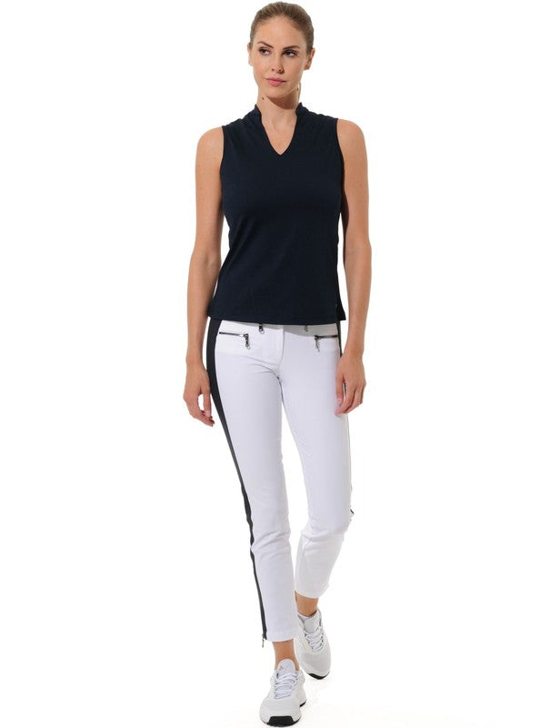 MDC Double Zip Ankle Pants - White/Navy