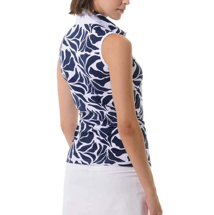 MDC Matisse Print S/L Polo - Navy/White