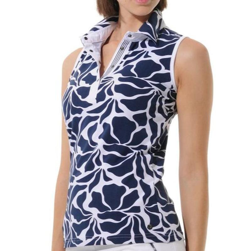 MDC Matisse Print S/L Polo - Navy/White
