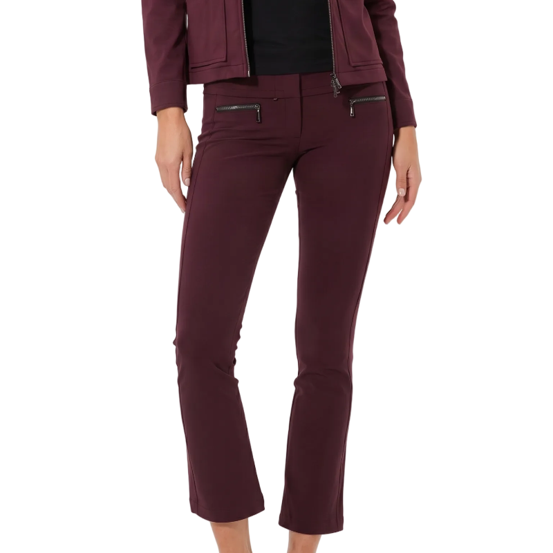 MDC Double Zip Flared Ankle Pants - Burgundy