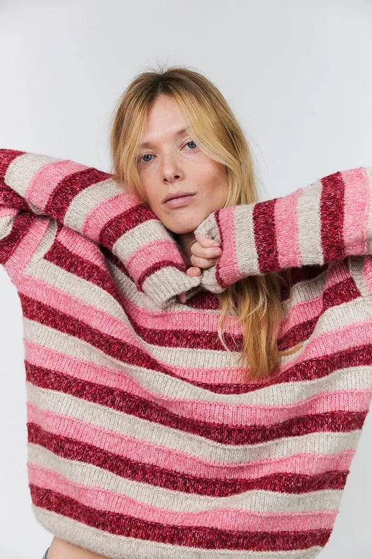 Lolly's Laundry Macie Stripe Sweater - Pink