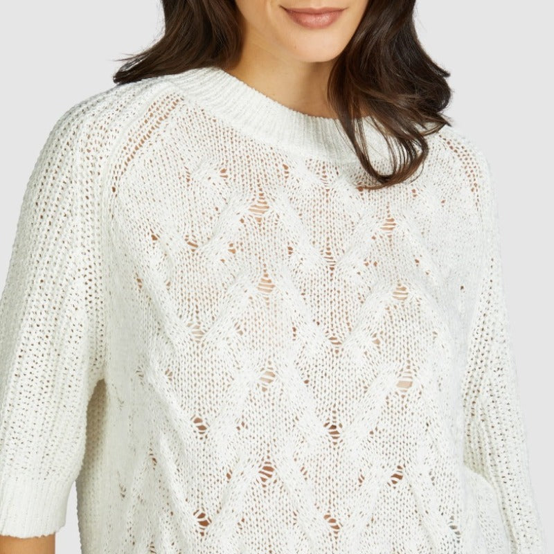 Marc Aurel Cable S/S Sweater - White