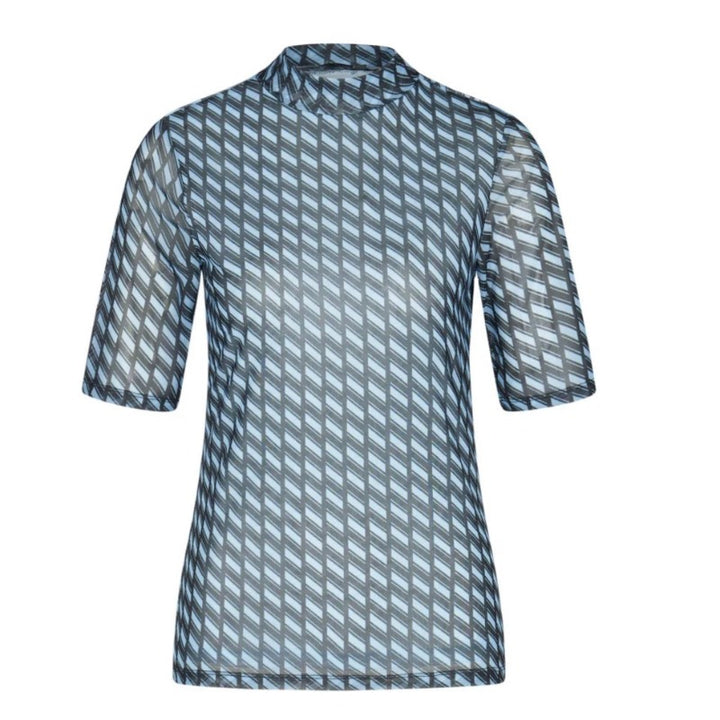 Marc Aurel Mesh S/S Top - Blue/Black Graphic