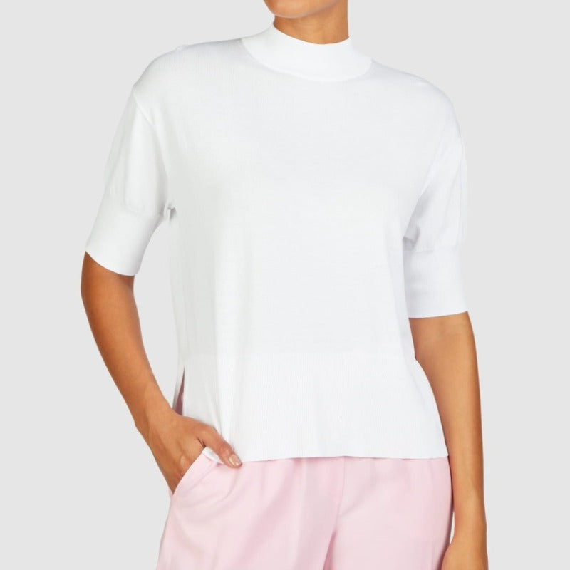 Marc Aurel Mock Neck S/S Sweater - White