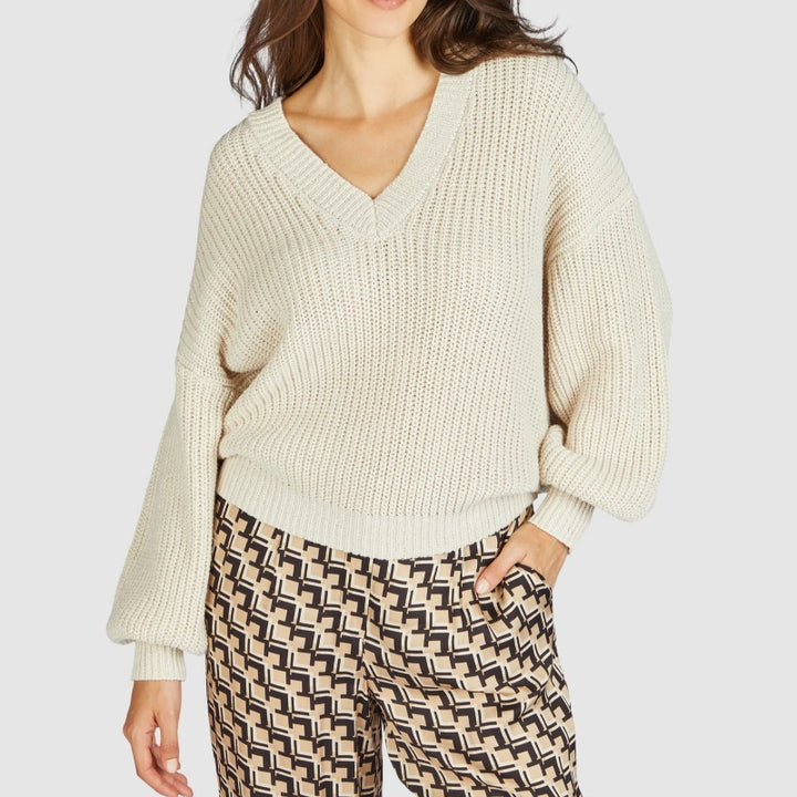 Marc Aurel V-Neck Sweater - Dune