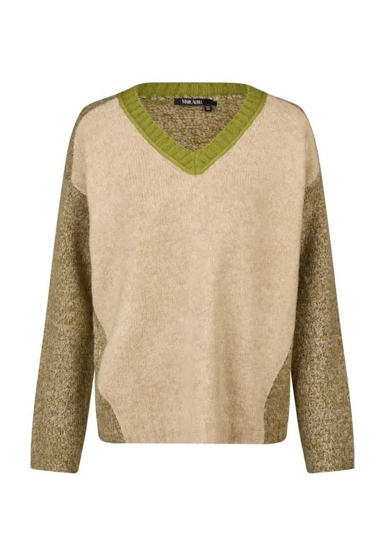 Marc Aurel Colour Block Sweater - Chartreuse/Sand