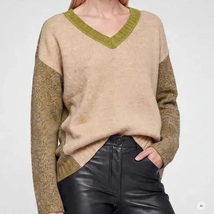 Marc Aurel Colour Block Sweater - Chartreuse/Sand