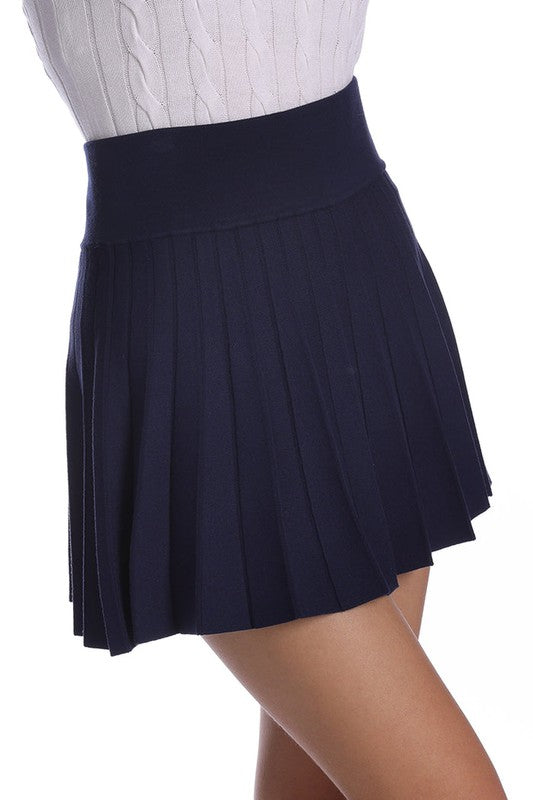 Minnie Rose Pleated Knit Skort - Navy