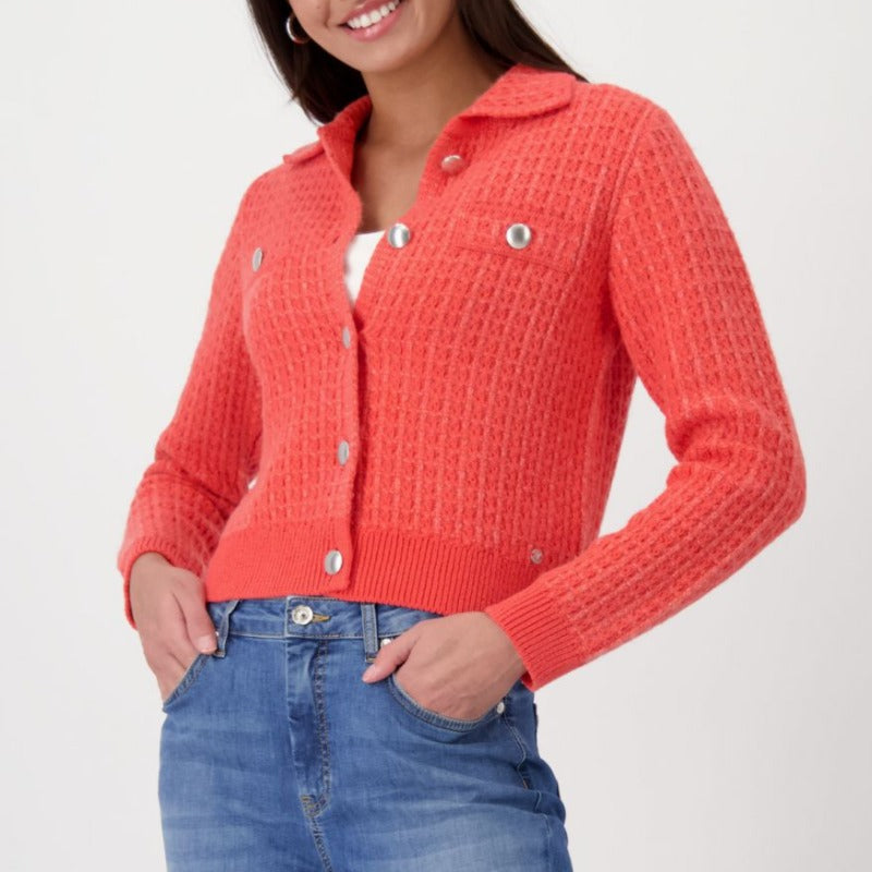 Monari Button Cardigan - Coral