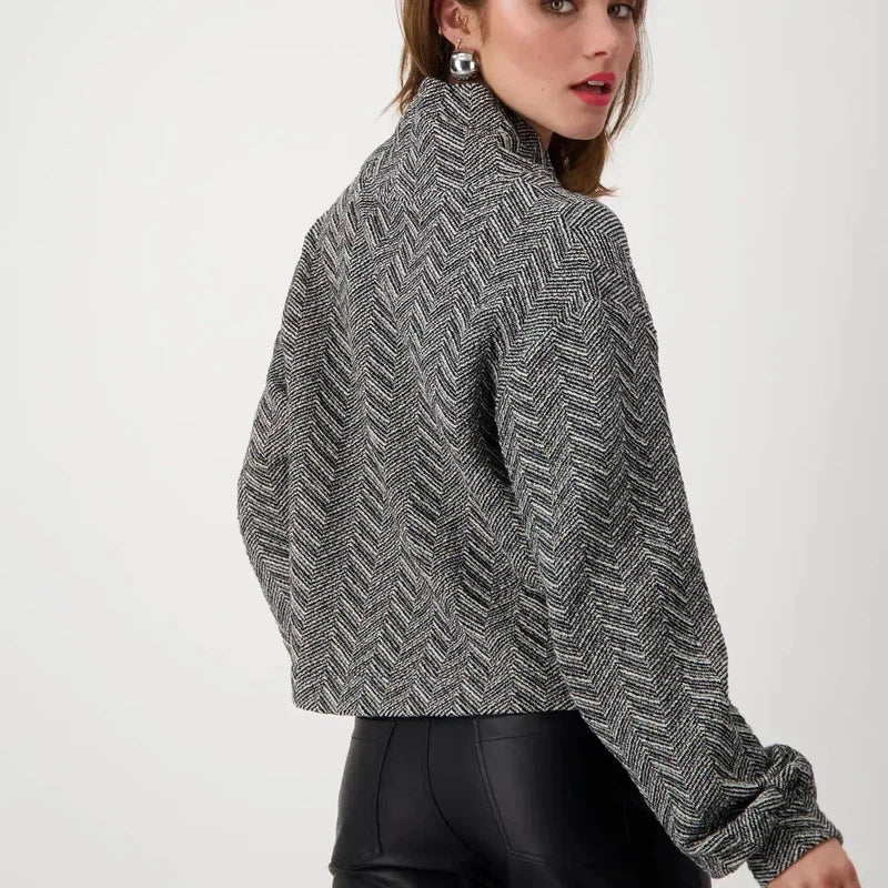 Monari Herringbone Sweat - Black/White