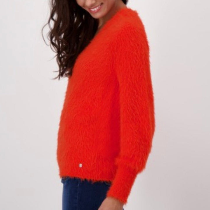 Monari V-Neck Wool Sweater - Orange