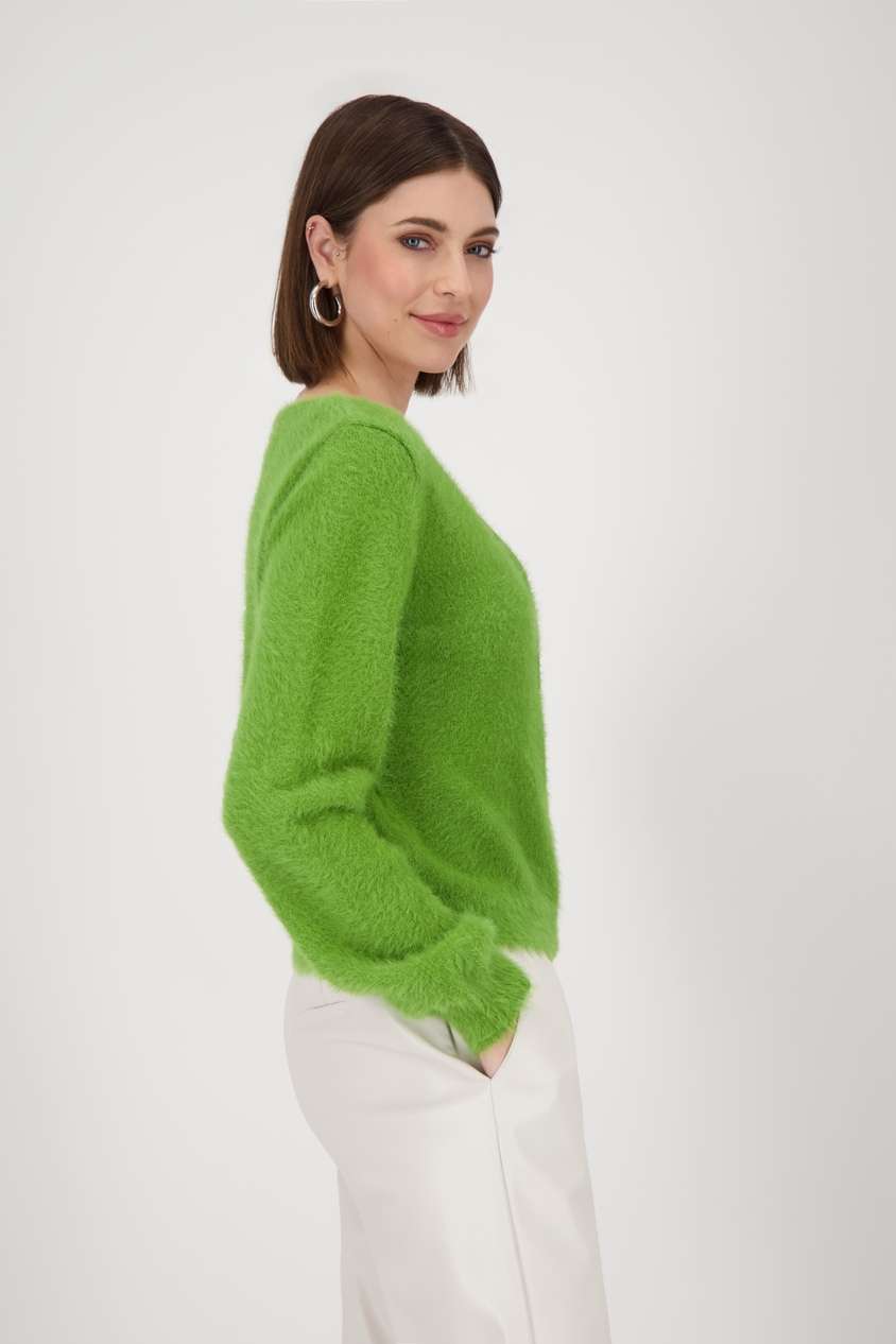 Monari Fur Zip Sweater - Green