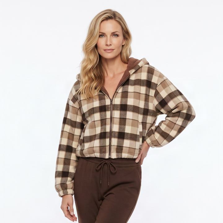 Mystree Faux Wool Jacket - Chocolate Plaid