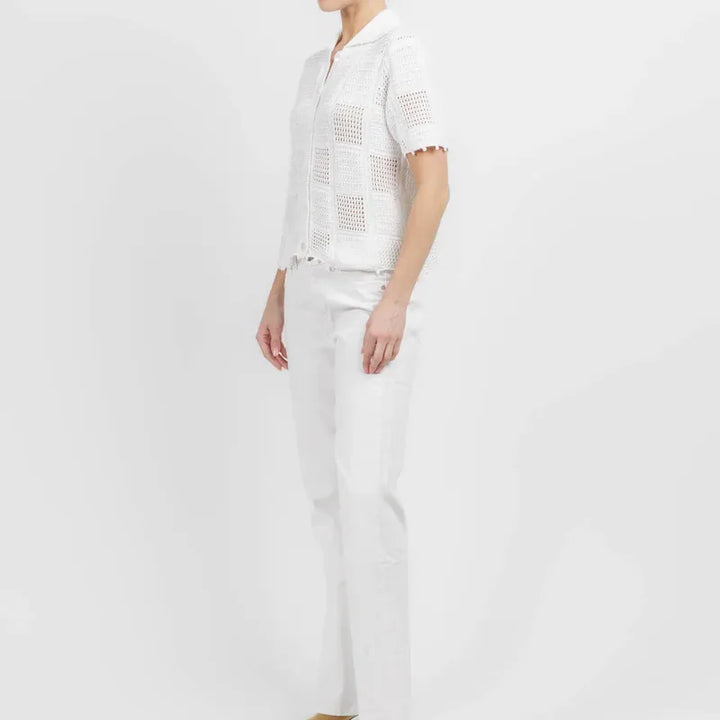Autumn Cashmere Patchwork Shirt - White