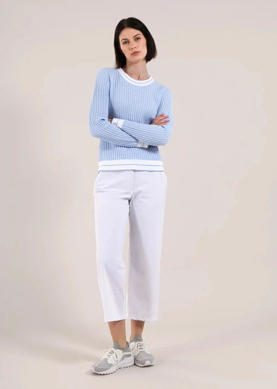 Chervò Nellie Cotton Crew Sweater - Blue/White