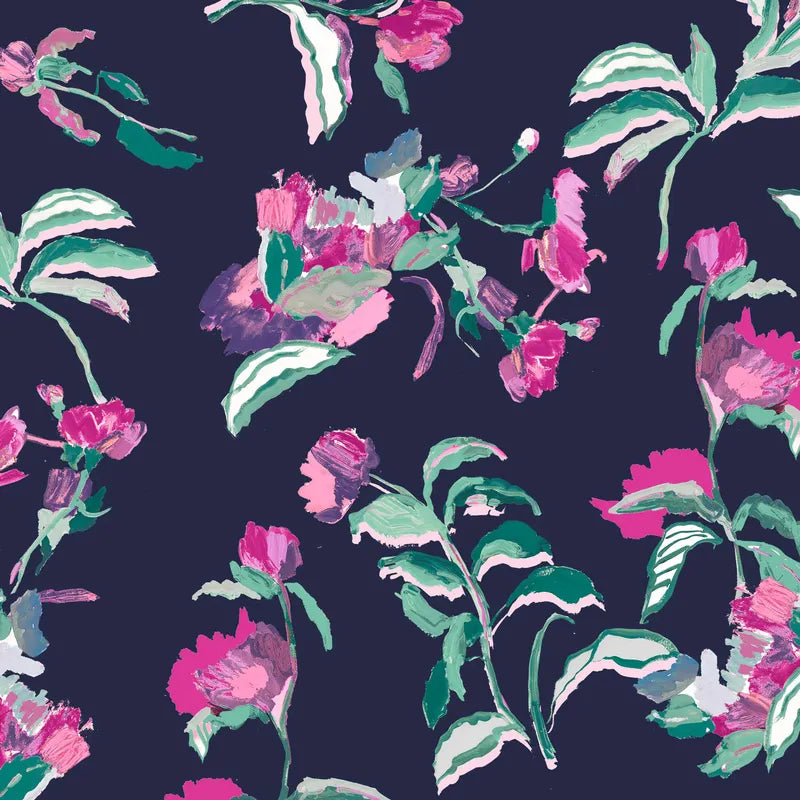 Kastel Garden Blooms L/S Top - Navy/Floral Sleeve