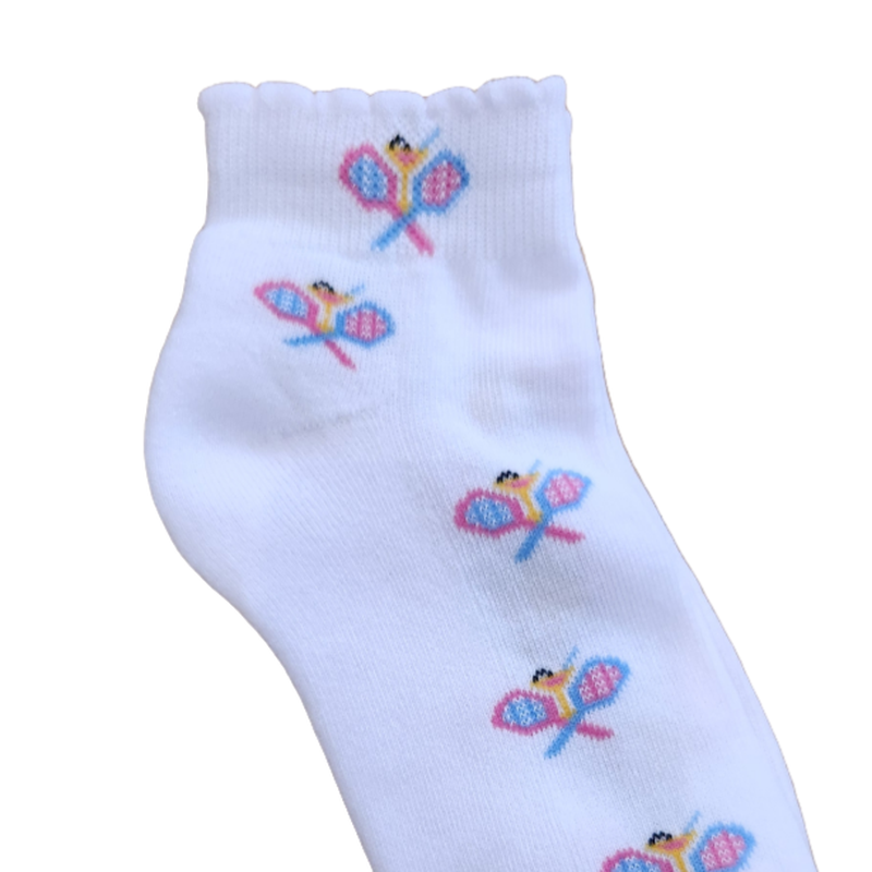 On the Tee Socks - Crossed Pink/Blue Racquets