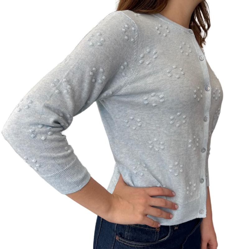 Autumn Cashmere Popcorn Cardigan - Ice Blue