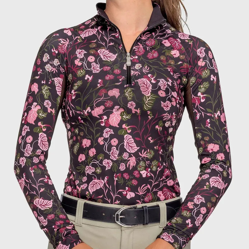 Kastel Modern Begonia L/S Top - Black Floral