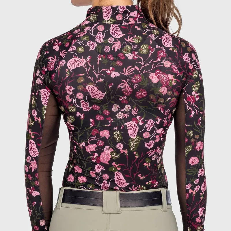 Kastel Modern Begonia L/S Top - Black Floral