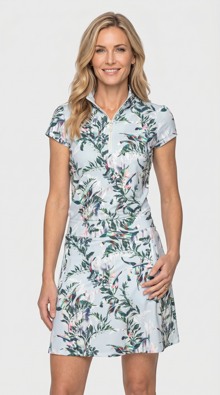 Kastel Botanical Cap Sleeve Top - Powder Blue