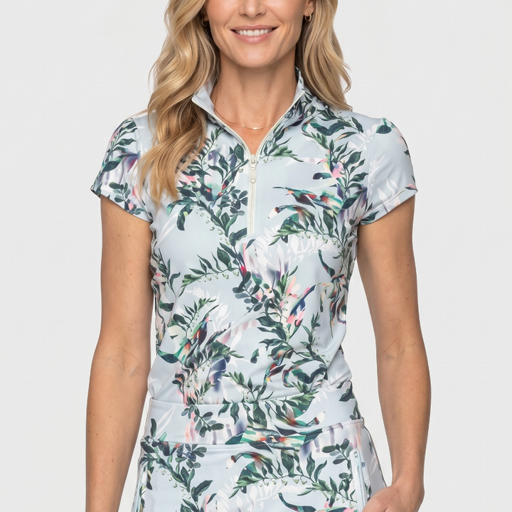 Kastel Botanical Cap Sleeve Top - Powder Blue