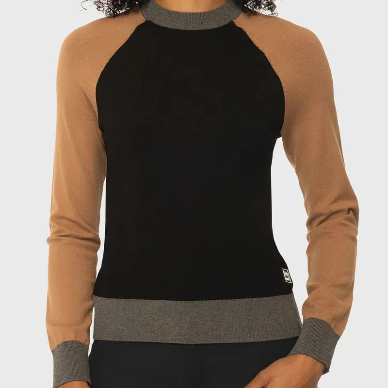Kastel Colourblock Sweater - Black/Camel/Grey