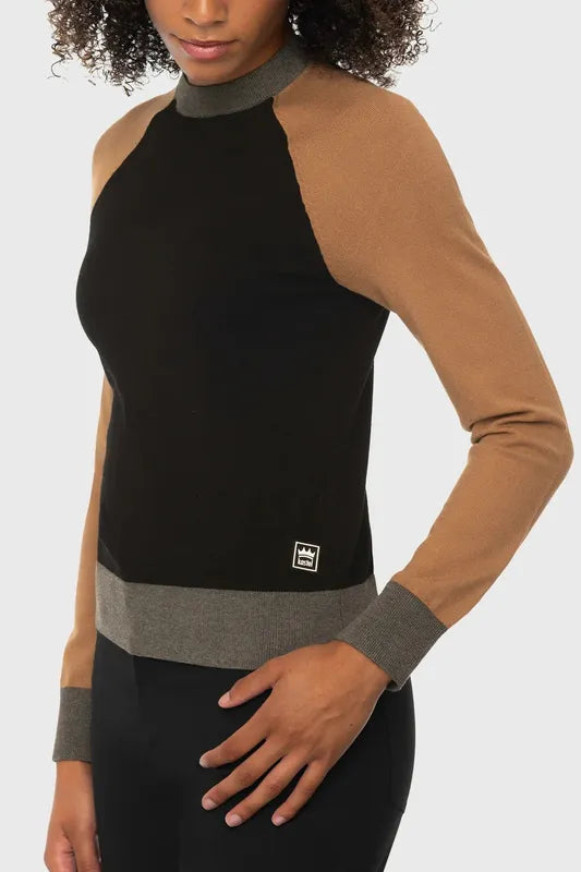 Kastel Colourblock Sweater - Black/Camel/Grey