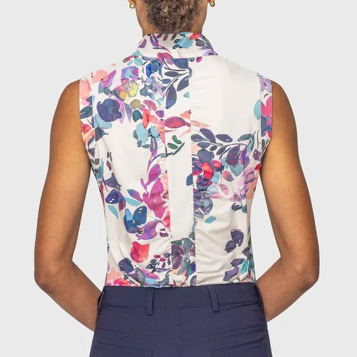 Kastel Amethyst Watercolour Shirred Back Top - Floral
