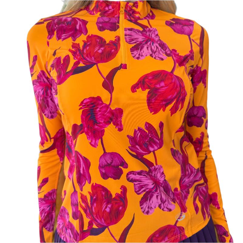 Foray Golf Floral Sun Shirt - Orange/Pink