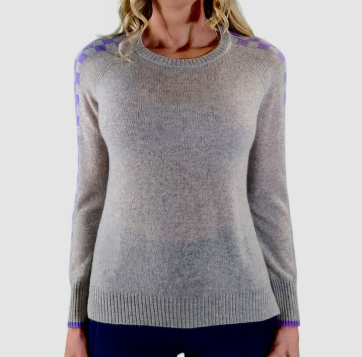 Alashan Cashmere Checkerboard Sweater - Ash/Lilac