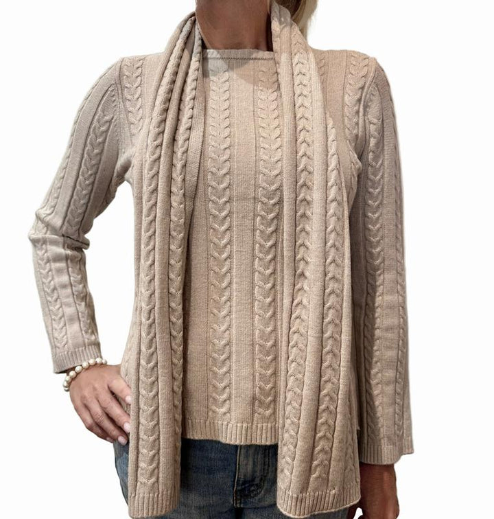 Atelier by Lyse Spenard Cable Sweater/Scarf - Oatmeal