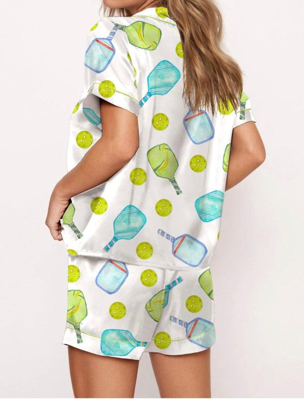 Pickleball Paddle Pajamas - Green/Blue