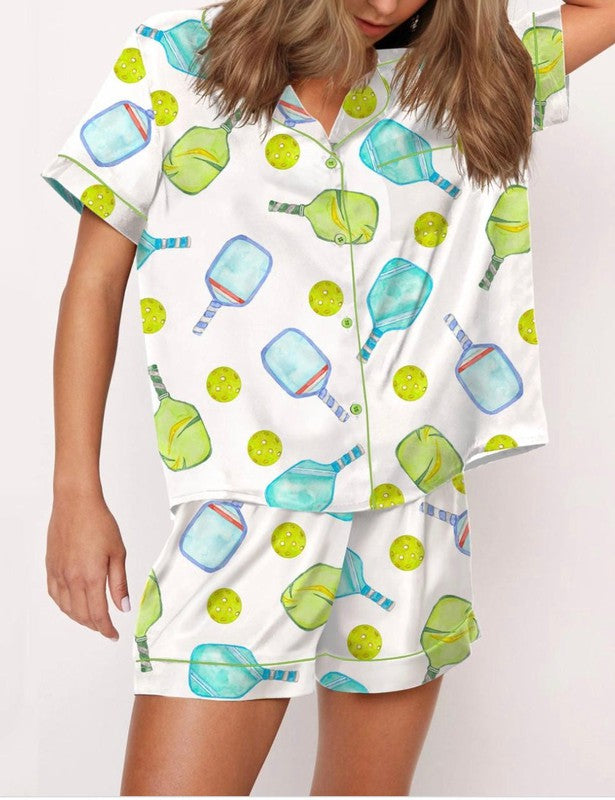 Pickleball Paddle Pajamas - Green/Blue