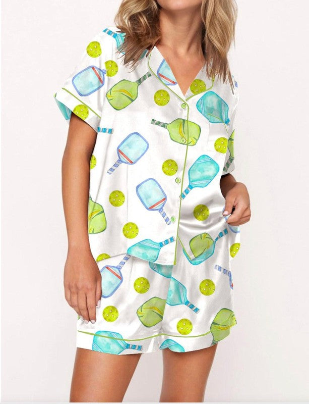 Pickleball Paddle Pajamas - Green/Blue