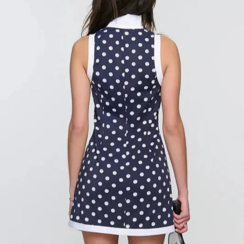 Pickletini Yasmin Zip Dress - Navy Pickle-Dot Print