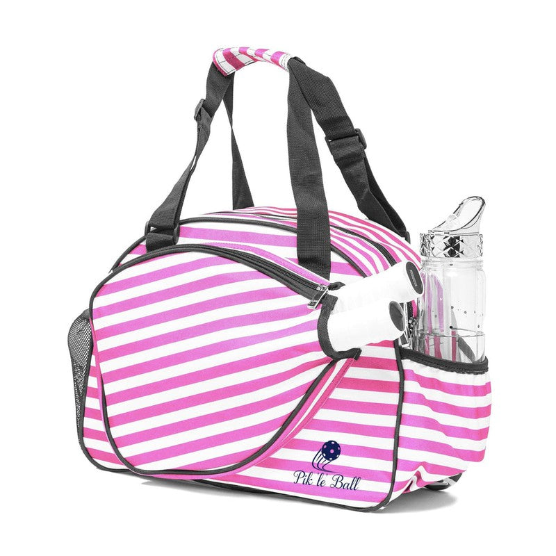 Pik'le'Ball Pickleball Tote - Pink Stripe