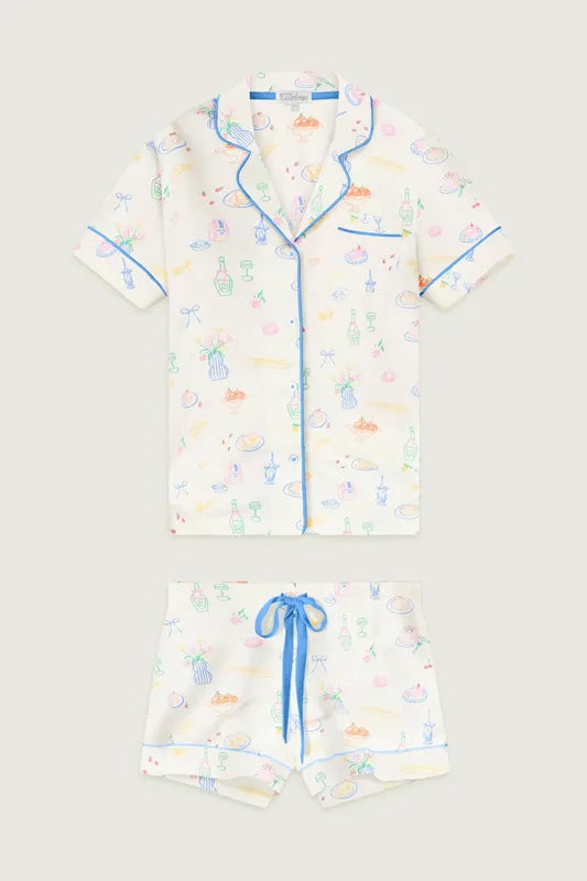 P.J. Salvage Whimsy Parisian Picnic Pajamas - Ivory