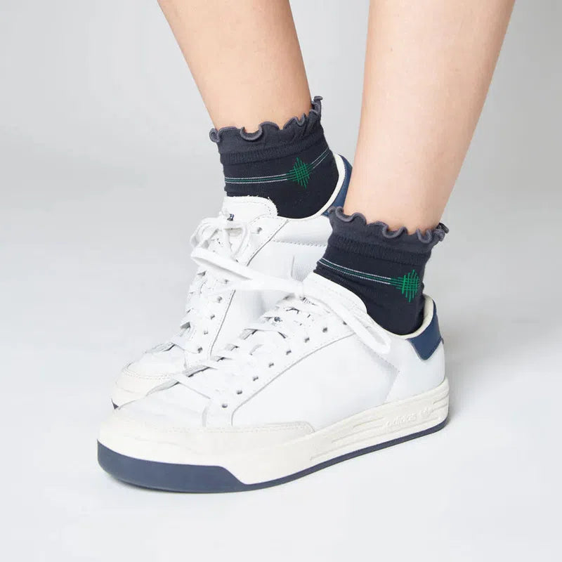 L'Etoile Ruffle Socks- Navy/Green