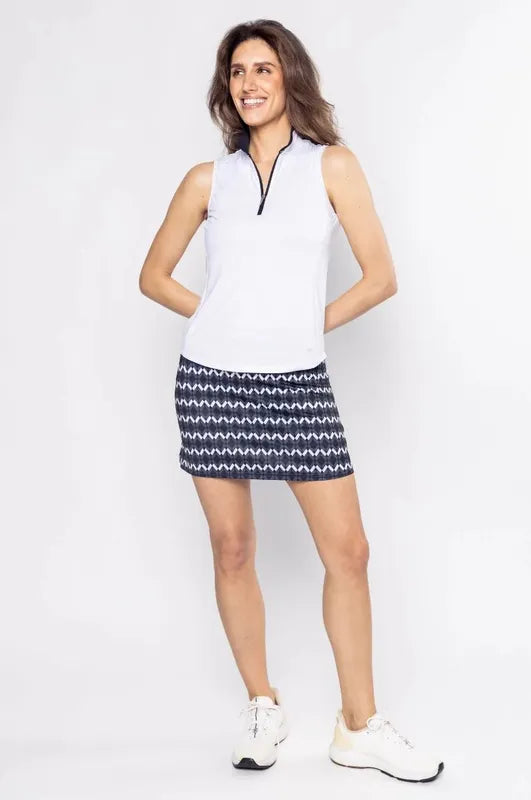 Golftini Cool Girl S/L Mock Top - White/Navy