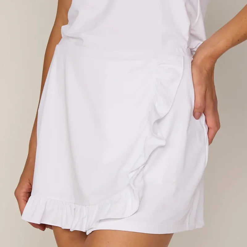 G Lifestyle Ruffle Wrap Skort (14") - White