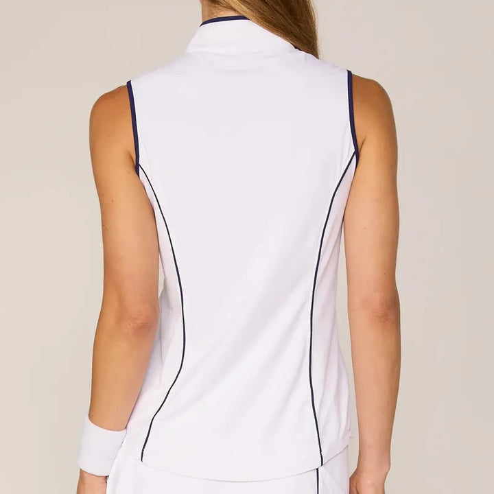 G Lifestyle S/L Mock Neck Top - White/Navy