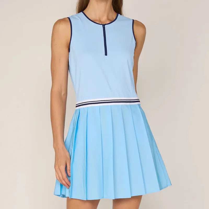 G Lifestyle Zip Dress - Sky Blue/Navy