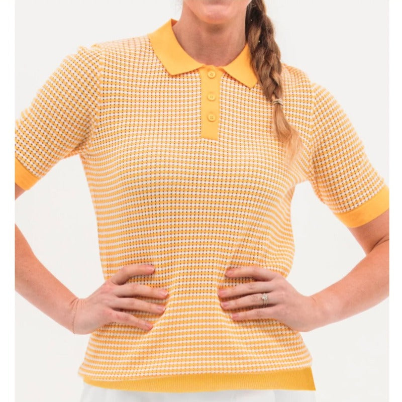 Foray Golf Textured Knit S/S Polo - Yellow