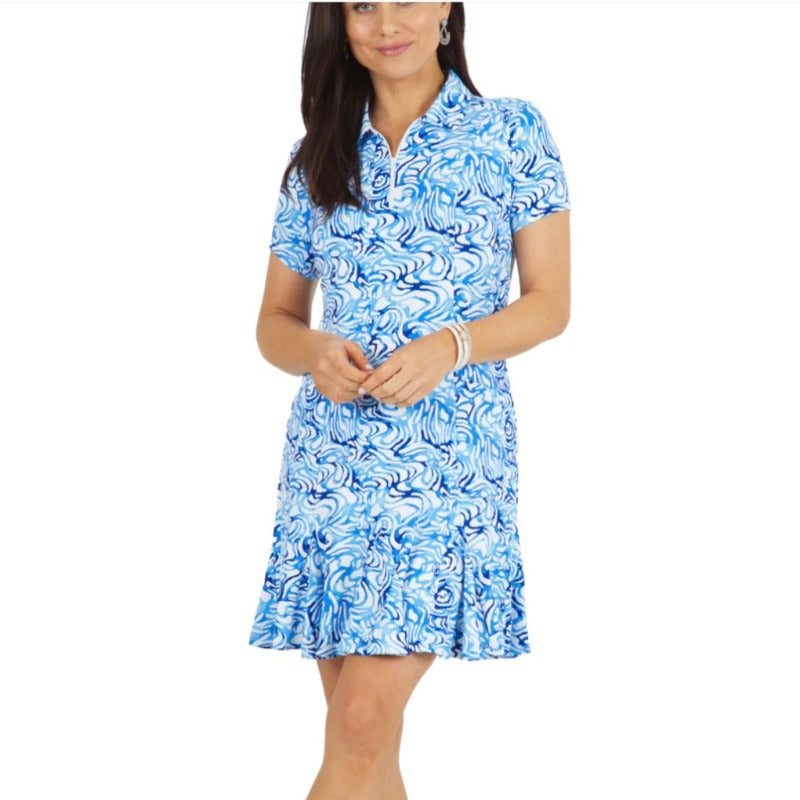 IBKUL Kinsley S/S Godet Dress - Blue/Peri