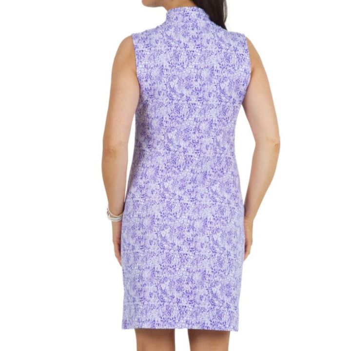 IBKUL Abstract Skin S/L Zip Mock Dress - Lavender