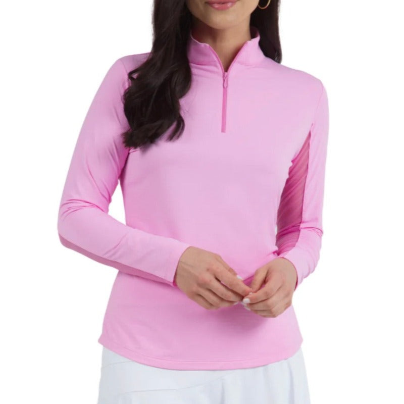 IBKUL Solid L/S Mock Neck Top - Candy Pink